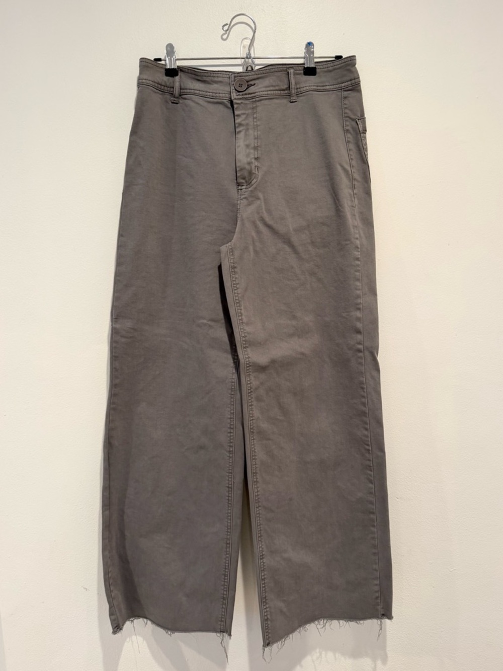 OAT New York High Rise Wide Leg Khaki Jeans Charcoal Gray Size 10/30